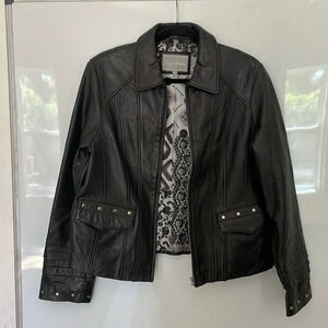 Juliet Michelle Adler Collection Vintage Black Leather Jacket Size Large